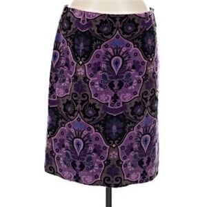 Vintage HAROLD'S Purple Black Tapestry Print Knee Length Skirt Size 6